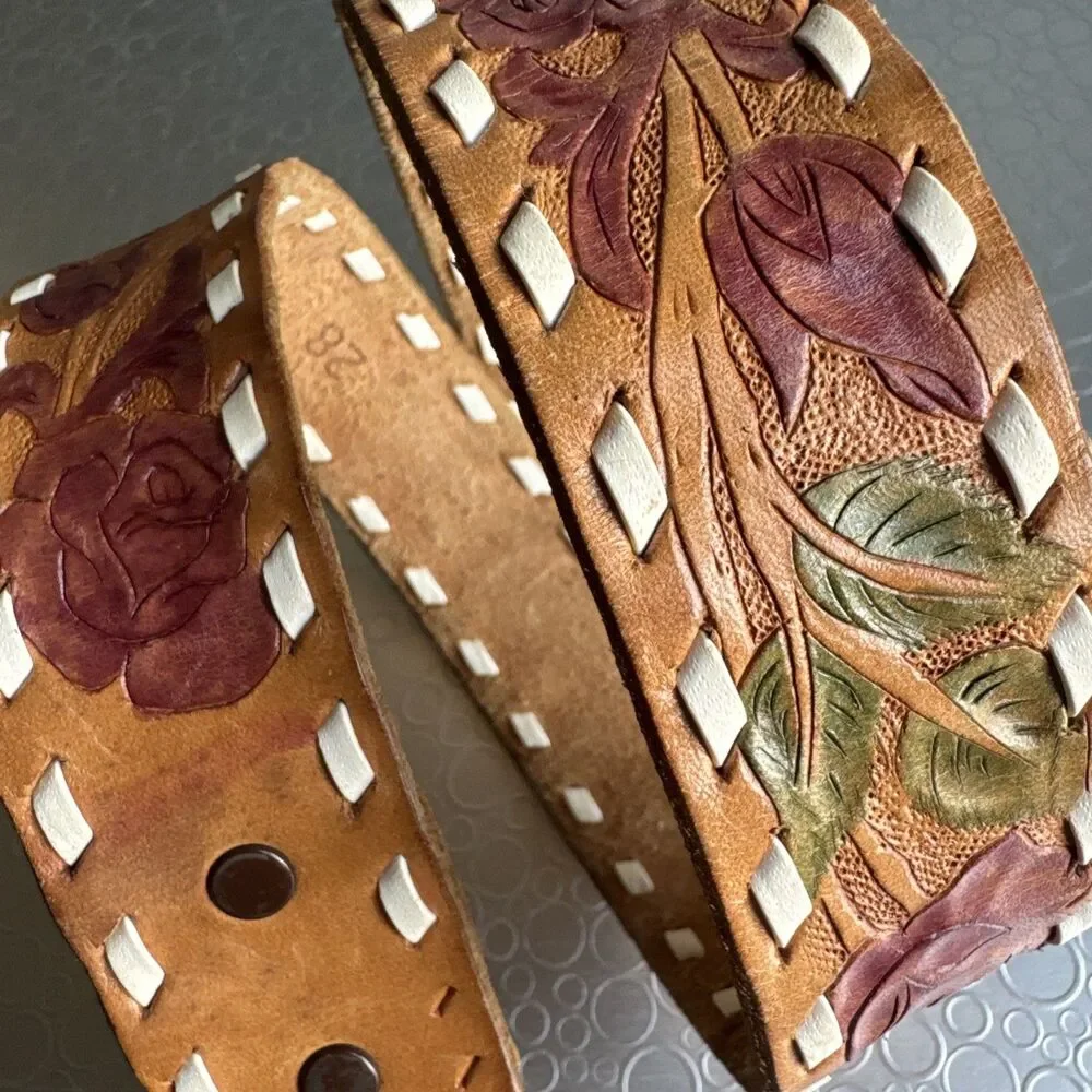Girls Jenny Name Belt 4T 5 Tooled Leather Western Personalized Size XS Tan Multi